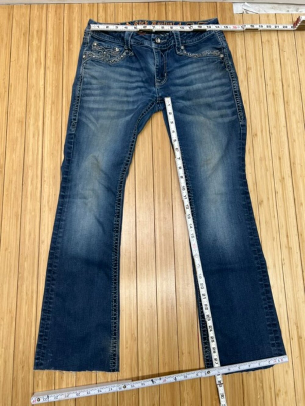 Jazlyn Boot Denim Jean Rock Revival Womens Y2K Embellished Sz 30"x29" (75 - Picture 8 of 13